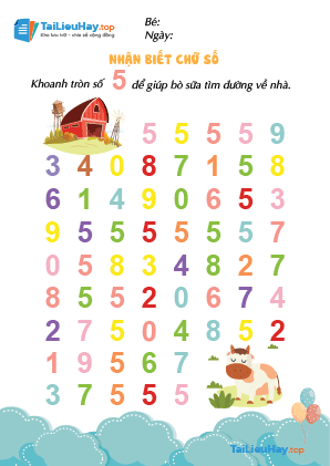 Nhận biết chữ Số 5 – Tìm Đường Học Đếm Số [Tải File Miễn Phí]