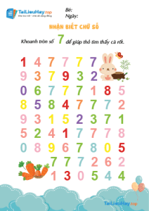 Nhận biết chữ Số 7 – Tìm Đường Học Đếm Số [Tải File Miễn Phí]