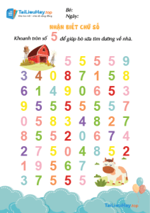 Nhận biết chữ Số 5 – Tìm Đường Học Đếm Số [Tải File Miễn Phí]